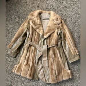 Elegant Tan Fur-Trimmed Women's Coat